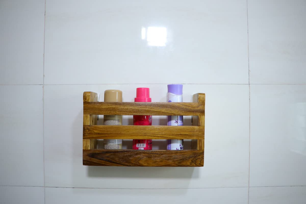 Wisekrafter's Teakwood Wall Mount Wooden Multipurpose Bathroom Accessories Storage Organizer/stand/rack/shelf/shampoo Conditioner Bt002 Holder.