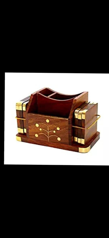 Wooden Pen Holder  With Coasters